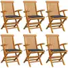 Image de Chaises De Jardin Avec Coussins Anthracite Lot De 6 Bois Teck Vidaxl