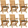 Image de Chaises De Jardin Avec Coussins Taupe Lot De 6 Bois Teck Massif Vidaxl