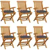 Image de Chaises De Jardin Avec Coussins Anthracite Lot De 6 Bois Teck Vidaxl