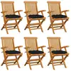 Image de Chaises De Jardin Avec Coussins Noir Lot De 6 Bois Teck Massif Vidaxl