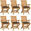 Image de Chaises De Jardin Avec Coussins Taupe Lot De 6 Bois Teck Massif Vidaxl