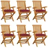 Image de Chaises De Jardin Coussins Rouge Bordeaux Lot De 6 Teck Massif Vidaxl