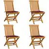 Image de Chaises De Jardin Avec Coussins Rouge Bordeaux Lot De 4 Teck Vidaxl