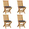 Image de Chaises De Jardin Et Coussins Anthracite Lot De 4 Bois De Teck Vidaxl