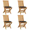Image de Chaises De Jardin Et Coussins Taupe Lot De 4 Bois Teck Massif Vidaxl