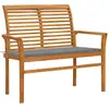 Image de Banc De Jardin Avec Coussin Gris 112 Cm Bois De Teck Massif Vidaxl