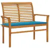 Image de Banc De Jardin Avec Coussin Bleu 112 Cm Bois De Teck Massif Vidaxl