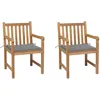 Image de Chaises De Jardin Lot De 2 Et Coussins Gris Bois De Teck Massif Vidaxl