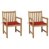 Image de Chaises de jardin en bois de teck massif avec coussins rouge - VIDAXL - Rustique et pratique
