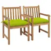 Image de Chaises De Jardin Lot De 2 Avec Coussins Vert Vif Teck Massif Vidaxl