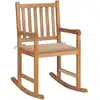 Image de Chaise À Bascule Avec Coussin Beige Bois De Teck Solide Vidaxl