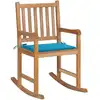 Image de Chaise À Bascule Avec Coussin Bleu Bois De Teck Solide Vidaxl