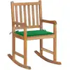 Image de Chaise À Bascule Avec Coussin Vert Bois De Teck Solide Vidaxl