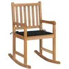 Image de vidaXL Chaise à Bascule avec Coussin Fauteuil de Jardin Chaise à Bascule de Patio Terrasse Extérieur Salon Noir Bois de Teck