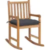 Image de Chaise À Bascule Avec Coussin Anthracite Bois De Teck Solide Vidaxl