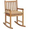 Image de Chaise À Bascule Avec Coussin Beige Bois De Teck Solide Vidaxl