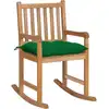 Image de Chaise À Bascule Avec Coussin Vert Bois De Teck Solide Vidaxl