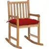 Image de Chaise À Bascule Avec Coussin Rouge Bois De Teck Solide Vidaxl