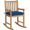 Image de Chaise À Bascule Avec Coussin Bleu Bois De Teck Solide Vidaxl