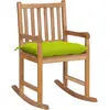 Image de Chaise À Bascule Avec Coussin Vert Vif Bois De Teck Solide Vidaxl