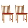 Image de Chaises De Jardin Lot De 2 Avec Coussins Bois De Teck Massif Vidaxl