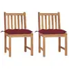 Image de Chaises De Jardin Lot De 2 Avec Coussins Bois De Teck Massif Vidaxl