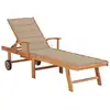 Image de Chaise Longue Avec Coussin Beige Bois De Teck Solide Vidaxl