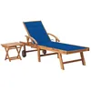 Image de Chaise Longue Avec Table Et Coussin Bois De Teck Solide Vidaxl