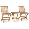 Image de vidaXL Teck Mobilier à Dîner dExtérieur Pliable avec Coussin 3 pcs Ensemble de Salle à Manger de Patio Salon de Jardin 3063172