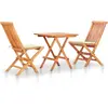 Image de Ensemble De Bistro 3pcs Avec Coussins Crème Bois De Teck Massif Vidaxl