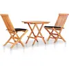 Image de Ensemble De Bistro 3 Pcs Avec Coussins Noir Bois De Teck Massif Vidaxl