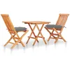 Image de Ensemble De Bistro 3 Pcs Avec Coussins Gris Bois De Teck Massif Vidaxl