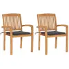 Image de Chaises De Jardin Lot De 2 Et Coussins Anthracite Bois De Teck Vidaxl