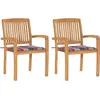 Image de Chaises De Jardin Lot De 2 Avec Coussins À Carreaux Rouges Teck Vidaxl