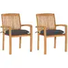 Image de Chaises De Jardin Lot De 2 Et Coussins Anthracite Bois De Teck Vidaxl