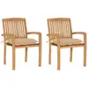 Image de Chaises De Jardin Lot De 2 Et Coussins Beige Bois Teck Massif Vidaxl