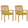 Image de Chaises De Jardin Lot De 2 Avec Coussins Vert Vif Teck Massif Vidaxl