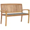 Image de Banc De Jardin Empilable Et Coussin 128,5cm Bois De Teck Massif Vidaxl