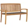Image de Banc De Jardin Empilable Et Coussin 128,5cm Bois De Teck Massif Vidaxl