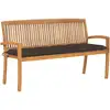 Image de Banc De Jardin Empilable Et Coussin 159 Cm Bois De Teck Massif Vidaxl