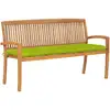 Image de Banc De Jardin Empilable Et Coussin 159 Cm Bois De Teck Massif Vidaxl