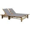 Image de Chaise Longue Pour 2 Personnes Avec Coussins Bambou Vidaxl