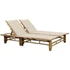 Image de Chaise Longue Pour 2 Personnes Avec Coussins Bambou Vidaxl