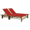 Image de Chaise Longue Pour 2 Personnes Avec Coussins Bambou Vidaxl