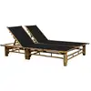 Image de Chaise Longue Pour 2 Personnes Avec Coussins Bambou Vidaxl