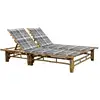Image de Chaise Longue Pour 2 Personnes Avec Coussins Bambou Vidaxl