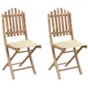 Image de Chaises Pliantes (lot De 2) Avec Coussins En Bambou Vidaxl