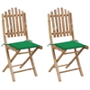 Image de Chaises Pliables De Jardin Lot De 2 Avec Coussins Bambou Vidaxl