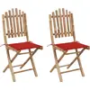 Image de Chaises Pliables De Jardin Lot De 2 Avec Coussins Bambou Vidaxl
