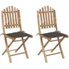 Image de Chaises Pliables De Jardin Lot De 2 Avec Coussins Bambou Vidaxl